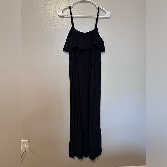 Old Navy - Black Maxi Dress - Ruffled At Top and Bottom - Black - Medium - Picture 2 of 5